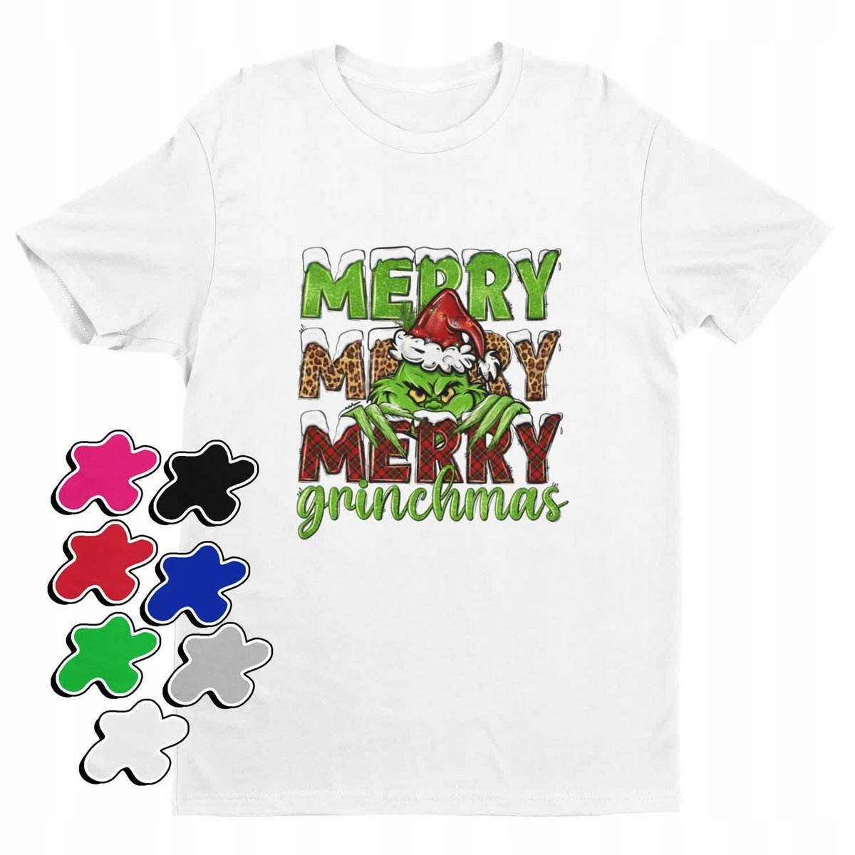 Koszulka T-Shirt Dziecięca Z Nadrukiem Grinch Święta Prezent -M 134-140