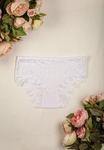 Białe Majtki Figi z Koronką w Kwiaty Kaliwa - Majtki damskie - miniaturka - grafika 1