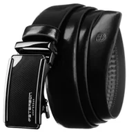 Paski - Elegancki automatyczny pasek męski do spodni PETERSON skóra naturalna 105 czarny klasyczny do garnituru casualowy czarna klamra - miniaturka - grafika 1