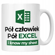 Kubki - Kubek ceramiczny Pół Człowiek Pół Excel Zabawny Prezent Praca - miniaturka - grafika 1