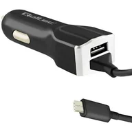 Akcesoria do nawigacji - Qoltec Ładowarka samochodowa | 12-24V | 5V/3.4A | USB + Micro USB 50143 - miniaturka - grafika 1