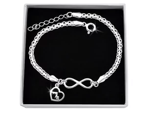 Bransoletka srebrna 925 bismark nieskończoność serce góry+ pudełko - Bransoletki - miniaturka - grafika 1