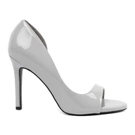 Czółenka - Goodin Szare szpilki z odkrytym noskiem - miniaturka - grafika 1