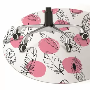 Mata na podłogę pod krzesło Pióra i kropki fi100 cm - Podnóżki, podpórki, podkładki - miniaturka - grafika 1