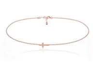 Biżuteria religijna - Srebrny naszyjnik z krzyżykiem - 2MR Rose Gold - miniaturka - grafika 1