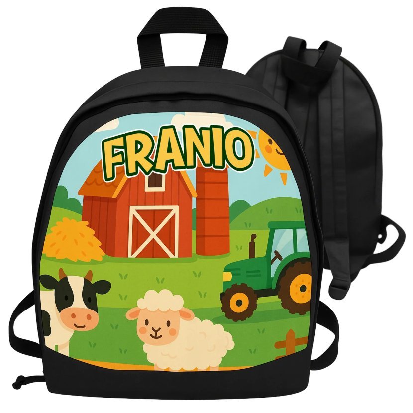 Plecak z imieniem FARMA zwierząt traktor personalizowany dziecka Szkoła