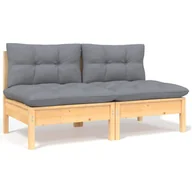 Sofy ogrodowe - VidaXL 2-osobowa sofa ogrodowa z szarymi poduszkami, drewno sosnowe! 806651 - miniaturka - grafika 1