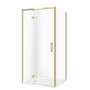 Kabina prysznicowa Cersanit Larga 90x90x195 kwadratowa złoty mat transparentne z brodzikiem tako slim 4cm biały S601-457 - Kabiny prysznicowe - miniaturka - grafika 1