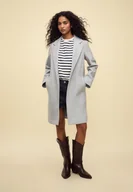 Płaszcze damskie - Stradivarius Miękki płaszcz średniej długości na guziki Popielaty XL - miniaturka - grafika 1