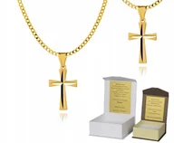 Biżuteria dla dzieci - Złoty łańcuszek srebro pozłacane krzyżyk 50 cm DEDYKACJA P4K17 - miniaturka - grafika 1