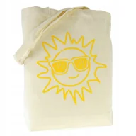 Torby i wózki na zakupy - TORBA bawełniana ecru 220g z nadrukiem SŁOŃCE torebka na plaże zakupy - miniaturka - grafika 1