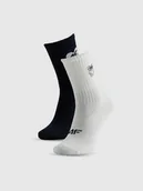 Skarpetki dla dzieci - 4F Skarpetki długie (2-pack) dziewczęce - biały+czarny 38-40 - miniaturka - grafika 1