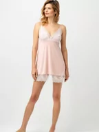 Bielizna nocna - KOSZULKA NOCNA z koronką na plecach 64 - brudny róż S - miniaturka - grafika 1