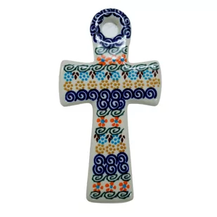 Ceramiczny krzyż wiszący Ceramika Bolesławiec - Ozdoby bożonarodzeniowe Ceramiczny krzyż wiszący Ceramika Bolesławiec - Ozdoby bożonarodzeniowe - miniaturka - grafika 1
