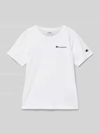 Koszulki dla chłopców - T-shirt z nadrukiem z logo - miniaturka - grafika 1