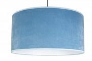 Lampy sufitowe - Nowoczesna lampa wisząca welurowa niebieska - miniaturka - grafika 1