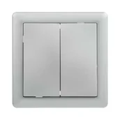 Wyłączniki światła i elektryczne - LEXMAN Włącznik schodowy podwójny SLIM  srebrny  LEXMAN - miniaturka - grafika 1