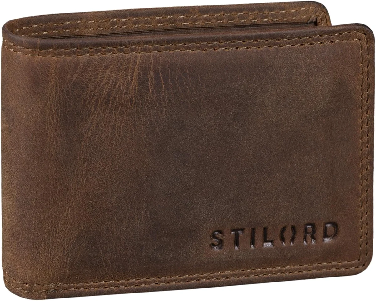 MĘSKI MINI PORTFEL SKÓRZANY VINTAGE RFID BRĄZOWY