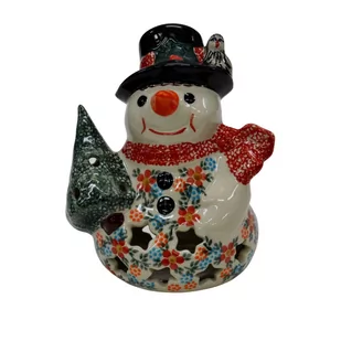 Ceramiczny bałwan mały Ceramika Bolesławiec - Ozdoby bożonarodzeniowe - miniaturka - grafika 1