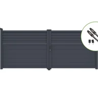 Bramy garażowe - Brama skrzydłowa 3,5m CASANOOV CARPATIA wys. 140cm aluminiowa + napęd TANKER B700 - miniaturka - grafika 1