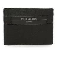 Portfele - Pepe Jeans Checkbox Poziomy portfel z portmonetką Czarny 11,5x8x1 cms Skóra, czarny, Talla única, Portfel poziomy z portmonetką - miniaturka - grafika 1