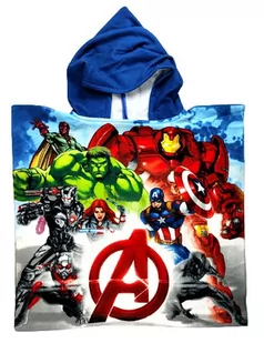 ﻿Ręcznik Kąpielowy z Kapturem AVENGERS  55 x 110 cm Ponczo MARVEL Mikrofibra - Okrycia kąpielowe dla dzieci - miniaturka - grafika 1