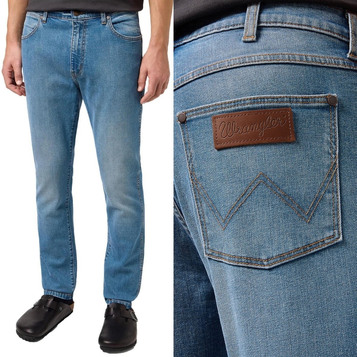 Wrangler LARSTON SLIM TAPERED Stride ZWĘŻANE BLUE DżINS W36 L32