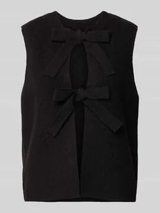 Kamizelka dzianinowa o kroju regular fit z wiązaniem model ‘SILLY’ - Swetry damskie - miniaturka - grafika 1