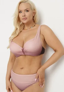 Ciemnoróżowe Bikini Majtki Figi i Biustonosz z Ozdobnym Marszczeniem Linaronia - Stroje kąpielowe - miniaturka - grafika 1