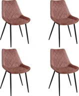 Krzesła - Fabryka Mebli Akord 4x Welurowe krzesło tapicerowane glamour pikowane SJ.0488 Różowe - miniaturka - grafika 1