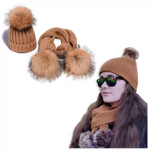 Komplet Damski Czapka Damska Zimowa + Szalik - Czapki damskie - miniaturka - grafika 1