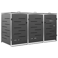 Kosze na śmieci - vidaXL Osłona na 3 kosze na śmieci 207x77,5x115 cm stal nierdzewna 149560 - miniaturka - grafika 1