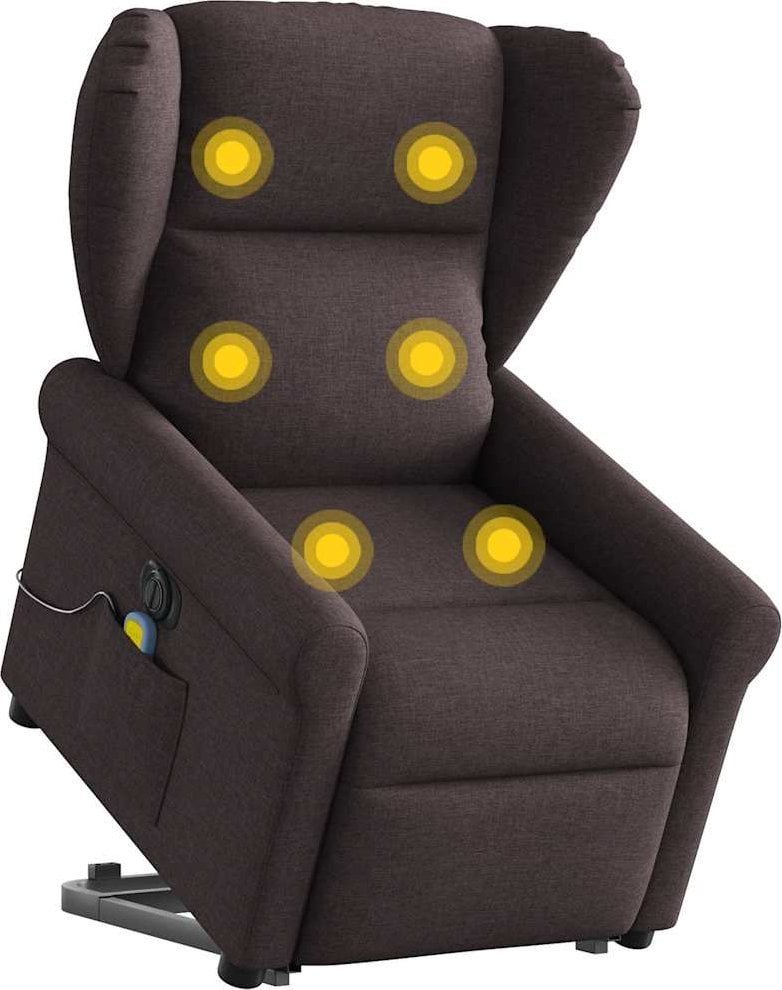 vidaXL Podnoszony fotel masujący, elektryczny, rozkładany, ciemny brąz