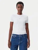 Koszulki i topy damskie - Calvin Klein Jeans T-Shirt J20J225245 Biały Slim Fit - miniaturka - grafika 1
