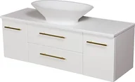 Szafki łazienkowe - Szafka wisząca biały mat z umywalką nablatową 120 cm Belli Gold Gante - miniaturka - grafika 1