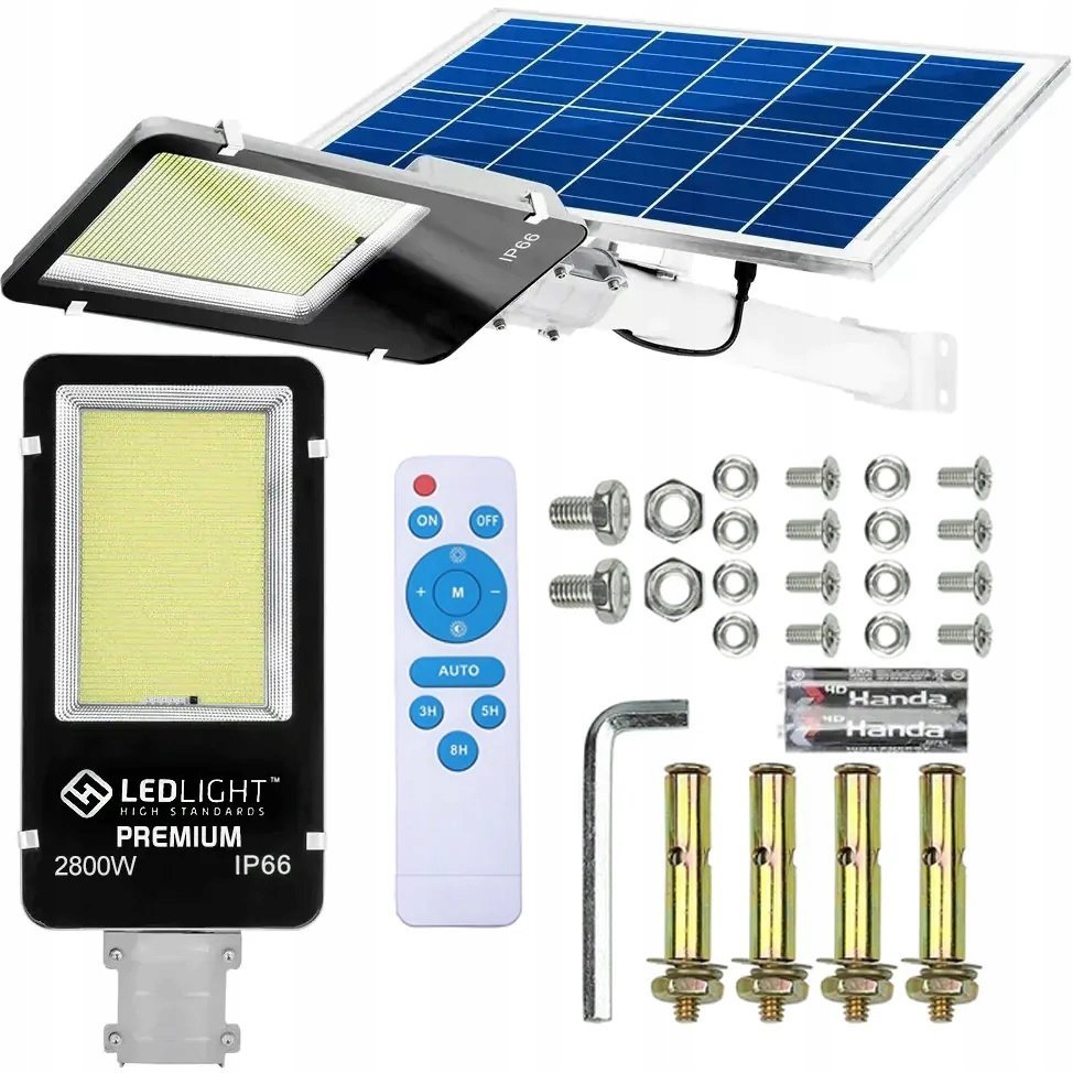 LATARNIA OGRODOWA LAMPA SOLARNA NA SŁUP MOCNA 2800W PANEL ULICZNA