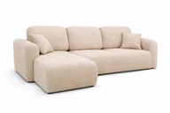 Narożniki - Narożnik z funkcją spania i pojemnikiem na pościel, sofa w kształcie L, welur Salvador, Bingo L - Beżowy - Lewy - miniaturka - grafika 1