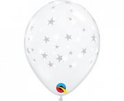 Balony i akcesoria - Balony QL, białe gwiazdki, przeźroczyste, 5", 100 sztuk - miniaturka - grafika 1