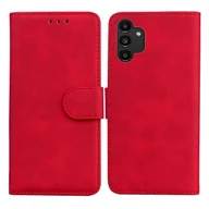 Etui i futerały do telefonów - Do Samsung Galaxy A13 4G Skin Feel Pure Color Skórzane etui na telefon z klapką Czerwony - miniaturka - grafika 1
