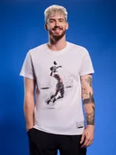 Koszulki męskie - 4F T-shirt regular z nadrukiem siatkarskim męski - biały XXL - miniaturka - grafika 1