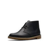 Botki damskie - Clarks Męskie botki Shepton Chukka, skórzane czarne, 45 EU, czarna skóra, 45 EU - miniaturka - grafika 1