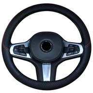 Akcesoria motoryzacyjne - Antypoślizgowy Pokrowiec Na Kierownicę (Czarny Z Czerwonym Przeszyciem) Perfectlife - miniaturka - grafika 1