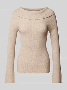 Sweter z dzianiny z dekoltem w łódkę model ‘JAYDEN’ - Swetry damskie - miniaturka - grafika 1