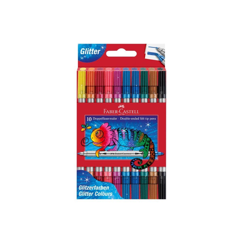 Flamastry dwustronne etui 10kol. brokatowych Faber-Castell