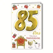 Kartki okolicznościowe i zaproszenia - Age Mv Age MV 69  2043 karta urodziny 85 lat mężczyźni kobiety motyw kieliszek szampan fotel Thron prezent 69-2043 - miniaturka - grafika 1