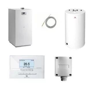 SAUNIER DUVAL PAKIET KOCIOŁ JEDNOFUNKCYJNY NIEDŹWIEDŹ CONDENS 25 KKS 7,5 - 25 KW + ZASOBNIK FE 120/6 BM+ REGULATOR EXACONTROL E7C + CZUJNIK NTC + ADAP - Piece i kotły grzewcze - miniaturka - grafika 1