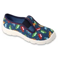 Buty dla chłopców - Befado kapcie chłopięce 975X194 motyw samochodów niebieskie - miniaturka - grafika 1