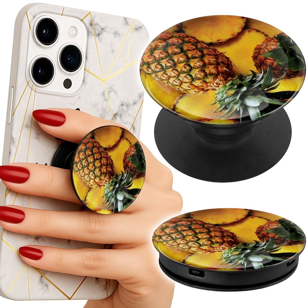 Uchwyt do telefonu Popsocket na palce/stojak ANANAS OWOCOWY WZÓR