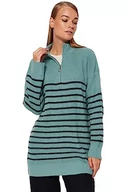 Swetry damskie - Trendyol Sweter damski, zielony, regularny krój, Miętowy, XL - miniaturka - grafika 1