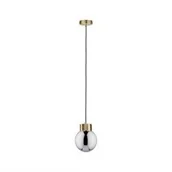 Lampy sufitowe - Paulmann Lampa wisząca loftowa LINJA E27 szkło dymione/mosiądz 79743 79743 - miniaturka - grafika 1